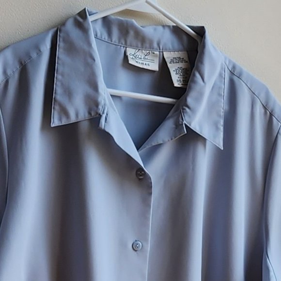 Kathie Lee Collection Vintage Blue Shortsleeve Button Down Blouse Size 22W/24W - Picture 4 of 14